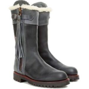 Penelope Chilvers Gray Leather Winter Boots